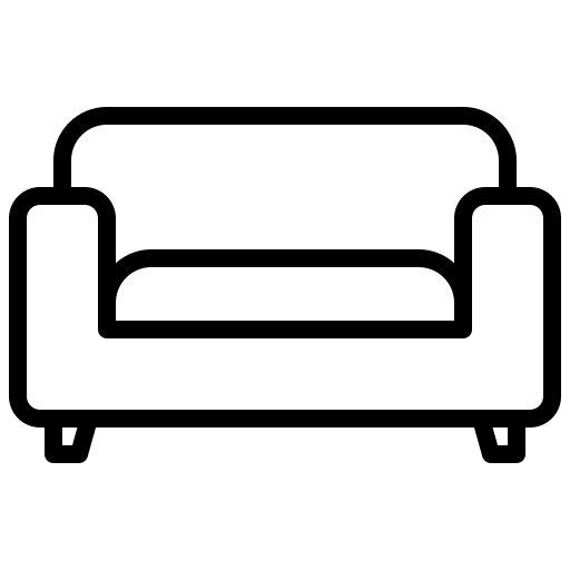 Sofa icon representing fine area rug and upholstery cleaning
